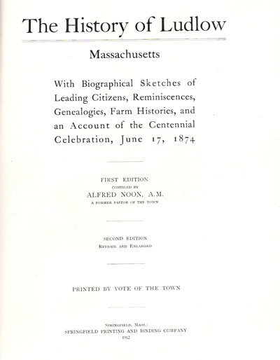Inside cover of 1912 Ludlow history book, where the legends were found